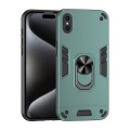 For iPhone XS Max Shockproof Metal Ring Holder Phone Case(Green)