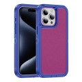 For iPhone 15 Pro Max Guard Life Waterproof Frosted Phone Case(Blue+Rose Red)