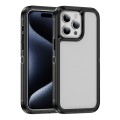 For iPhone 15 Pro Guard Life Waterproof Frosted Phone Case(Black+Transparent)
