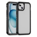For iPhone 15 Plus Guard Life Waterproof Frosted Phone Case(Black+Transparent)