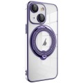 For iPhone 15 Plus Electroplating MagSafe 360 Degree Rotation Holder Shockproof Phone Case(Dark Purp
