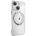 For iPhone 14 Plus Electroplating MagSafe 360 Degree Rotation Holder Shockproof Phone Case(Silver)