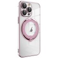 For iPhone 14 Pro Electroplating MagSafe 360 Degree Rotation Holder Shockproof Phone Case(Pink)