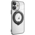 For iPhone 11 Electroplating MagSafe 360 Degree Rotation Holder Shockproof Phone Case(Black)
