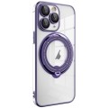 For iPhone 11 Pro Electroplating MagSafe 360 Degree Rotation Holder Shockproof Phone Case(Dark Purpl