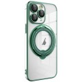 For iPhone 11 Pro Electroplating MagSafe 360 Degree Rotation Holder Shockproof Phone Case(Dark Green