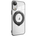 For iPhone XR Electroplating MagSafe 360 Degree Rotation Holder Shockproof Phone Case(Black)