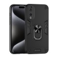 For Honor 90 Shockproof Metal Ring Holder Phone Case(Black)