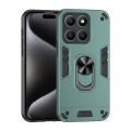 For Honor X6a Shockproof Metal Ring Holder Phone Case(Green)