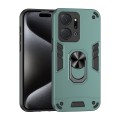 For Honor X7a Shockproof Metal Ring Holder Phone Case(Green)