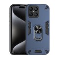 For Honor X8 Shockproof Metal Ring Holder Phone Case(Blue)