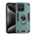 For Honor X8 5G Shockproof Metal Ring Holder Phone Case(Green)
