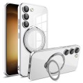 For Samsung Galaxy S23+ Electroplating MagSafe 360 Degree Rotation Holder Shockproof Phone Case(Silv