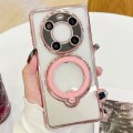 For Huawei Mate 40 Electroplating MagSafe 360 Degree Rotation Holder Shockproof Phone Case(Pink)