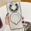 For Huawei Mate 40 Pro Electroplating MagSafe 360 Degree Rotation Holder Shockproof Phone Case(Silve