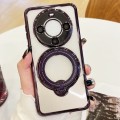 For Huawei Mate 60 Electroplating MagSafe 360 Degree Rotation Holder Shockproof Phone Case(Dark Purp