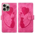 For iPhone 15 Pro Pen Heart Cat Embossed Leather Phone Case(Pink)