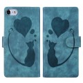 For iPhone 7 / 8 / SE 2022 Pen Heart Cat Embossed Leather Phone Case(Blue)