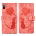 For iPhone XS Max Pen Heart Cat Embossed Leather Phone Case(Orange)