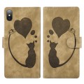 For iPhone XS Max Pen Heart Cat Embossed Leather Phone Case(Apricot)