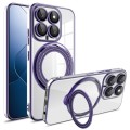 For Xiaomi 14 Electroplating MagSafe 360 Degree Rotation Holder Shockproof Phone Case(Dark Purple)
