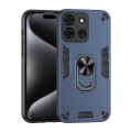 For Infinix Smart 7 Shockproof Metal Ring Holder Phone Case(Blue)