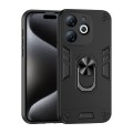 For Infinix Smart 8 Shockproof Metal Ring Holder Phone Case(Black)