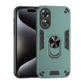 For OPPO A17 Shockproof Metal Ring Holder Phone Case(Green)