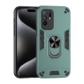 For OPPO F19 Pro+ Shockproof Metal Ring Holder Phone Case(Green)