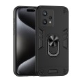 For Realme 9 Pro Shockproof Metal Ring Holder Phone Case(Black)