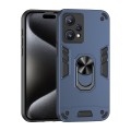 For Realme 9 Pro+ Shockproof Metal Ring Holder Phone Case(Blue)