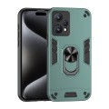 For Realme 9 Pro+ Shockproof Metal Ring Holder Phone Case(Green)