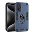 For Realme 9i Shockproof Metal Ring Holder Phone Case(Blue)