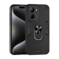 For Realme C33 Shockproof Metal Ring Holder Phone Case(Black)