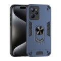 For Realme C35 Shockproof Metal Ring Holder Phone Case(Blue)