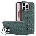 For iPhone 15 Pro Max Honeycomb Radiating Lens Holder TPU Phone Case(Green)