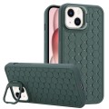For iPhone 14 Plus Honeycomb Radiating Lens Holder TPU Phone Case(Green)
