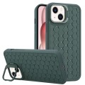 For iPhone 14 Honeycomb Radiating Lens Holder TPU Phone Case(Green)