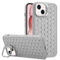For iPhone 14 Honeycomb Radiating Lens Holder TPU Phone Case(Grey)