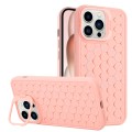 For iPhone 14 Pro Max Honeycomb Radiating Lens Holder TPU Phone Case(Pink)