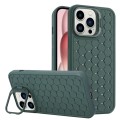 For iPhone 14 Pro Max Honeycomb Radiating Lens Holder TPU Phone Case(Green)