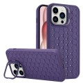 For iPhone 13 Pro Honeycomb Radiating Lens Holder TPU Phone Case(Purple)