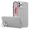 For iPhone 12 Pro Max Honeycomb Radiating Lens Holder TPU Phone Case(Grey)