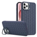 For iPhone 12 Pro Max Honeycomb Radiating Lens Holder TPU Phone Case(Blue)