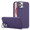 For iPhone 12 Pro Max Honeycomb Radiating Lens Holder TPU Phone Case(Purple)