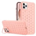 For iPhone 12 Pro Honeycomb Radiating Lens Holder TPU Phone Case(Pink)