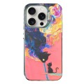 For iPhone 15 Pro Max Laser Cat PC Shockproof Phone Case(Black)