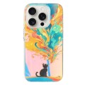 For iPhone 15 Pro Max Laser Cat PC Shockproof Phone Case(White)