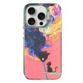 For iPhone 15 Pro Laser Cat PC Shockproof Phone Case(Black)