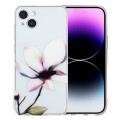 For iPhone 15 Plus Colorful Painting Pattern TPU Phone Case(White Flowers)
